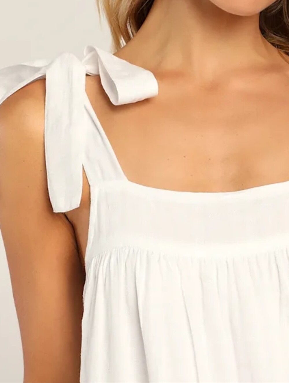 Lulu's White Tie-Shoulder Lace-Trim Maxi Dress Size S New - Picture 5 of 16
